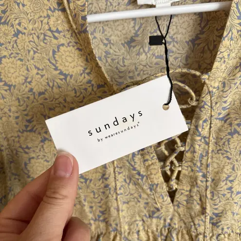 Sundays NWT Eden Celestial Bloom 100% Cotton Floral Tiered Ruffle Mini Dress XS