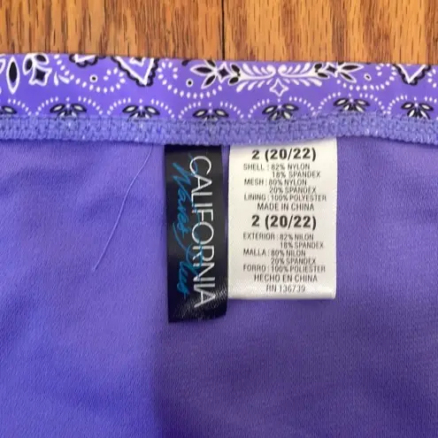 California Waves  PURPLE PRINT Flowery Flow Bikini Swim Bottom  US‎ 2 (20/22) NWT