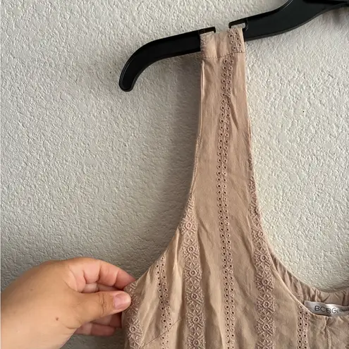 BCBGeneration  Women's Drop Waist Eyelet Embroidered Tan Romper S