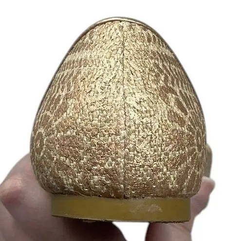 Soft Surroundings Amelia D'Orsay Rose Gold & Tan Slip On Flats Shoes Boho Floral