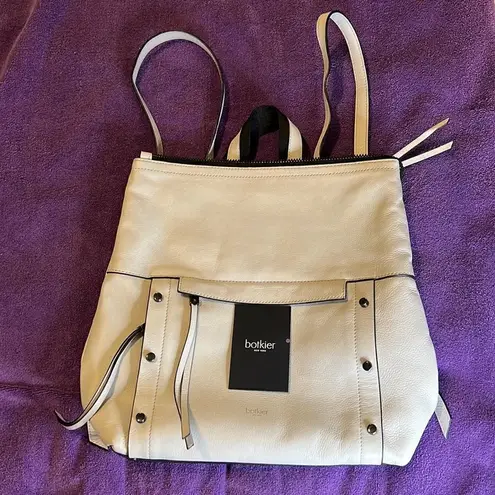 Botkier backpack white leather silver colored studs lots of zippered pockets EUC - Image 2