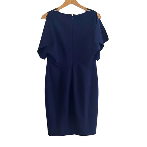Elie Tahari Lourdes Cold Shoulder Dress Size 6 Navy Blue