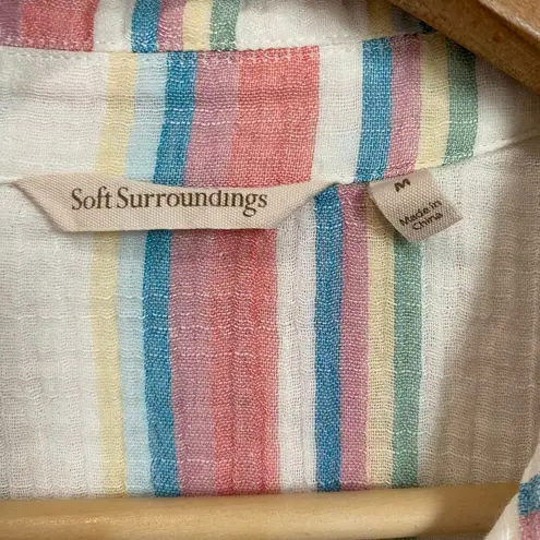 Soft Surroundings Soft Surrounding Senna Gauze Tunic Button Down Striped Blouse Size M