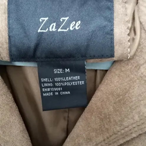 Zazee Jacket Blazer Vintage 100% leather Suede Brown Size M Size M