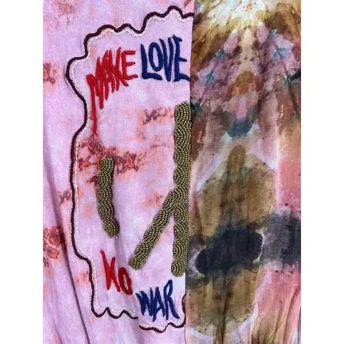 Desigual Silk Feel Make Love Not War Peace Dress Size 2 US New