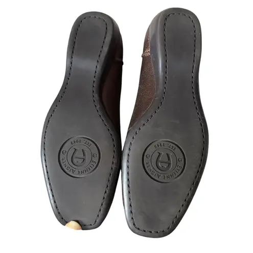 Etienne Aigner bronze metallic slip on loafers bow flats women's size 6 1/2M