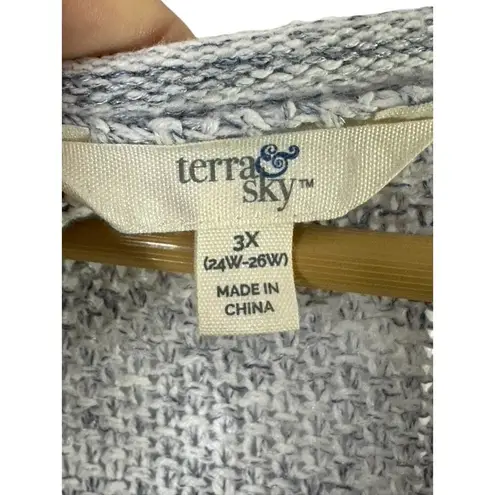 Terra & Sky Blue Open Knit Long Sleeve Sweater Women's Size 3X 24W-26W