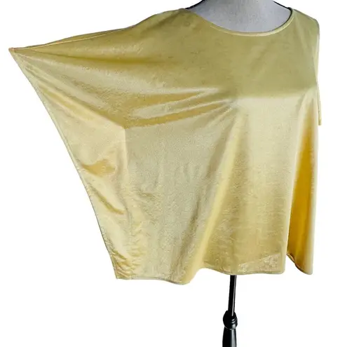 Alfani Elements Medium Top Stretch Draped Sleeves Scoop Neck Raffia Yellow Shiny