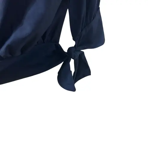 Beach House Womens Plus 22W Tankini Swim Top Navy Floral Striped Adjustable Tie Blue