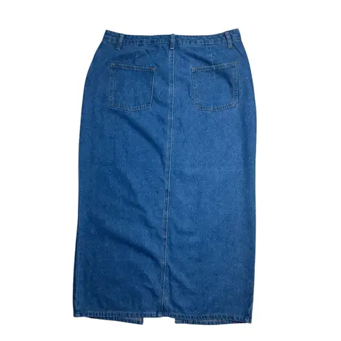 Lulu’s Darling Trend Medium Wash Denim Midi Skirt Womens XL Blue