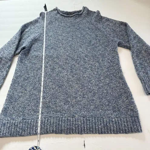 LL Bean Blue Cotton Ragg Funnelneck Pullover Tunic Sweater Size XL