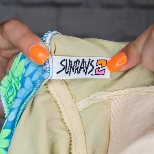 One Piece Vintage 80s Sunrays Neon Daisy Floral Swimsuit