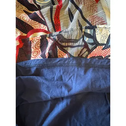 Jade Shirt Women XS Blue Red Floral Print Chiffon Flowy Tunic Top Preppy Boho