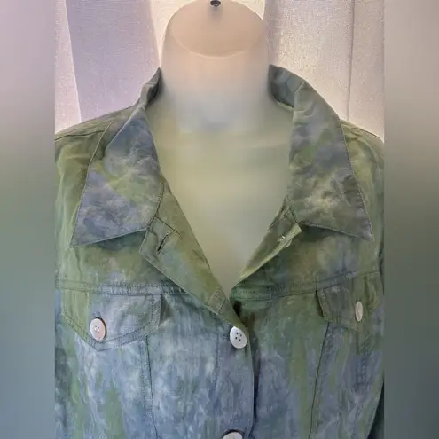 Pure Amici Linen Chore Jacket Lightweight Tue Dye EUC XL 498 Blue