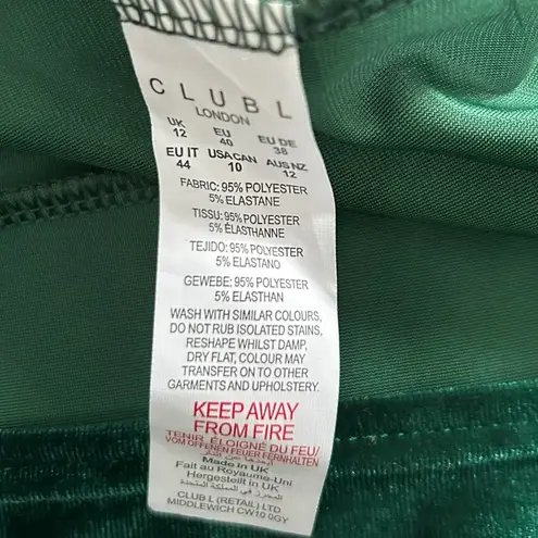 Club L London Women’s Bottle Emerald Green Velvet Plunge Neck Twist Maxi Dress 8