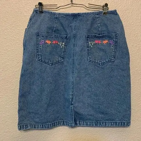 Christopher & Banks sz 26 y2k grandmacore embroidery fall 90s floral denim skirt