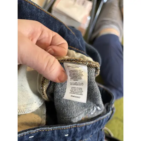 Loft  The Slouchy Boyfriend Jeans Size 12 Waist 31 Dark Wash Wide Leg High Rise