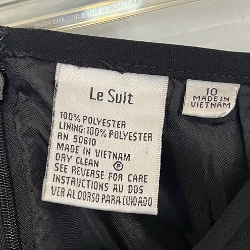 Le Suit Womens 10 Black Jacket Skirt Suit Single Breasted Accordion Pleat Hem