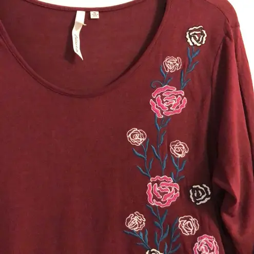 Ny Collection NEW Long Sleeve Embroidered Top size XL