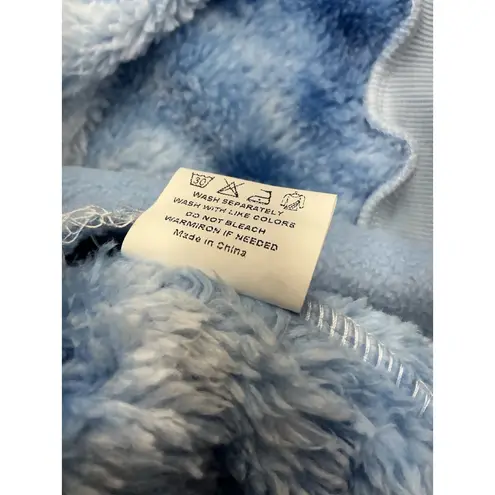 Womans Hoodie Large Blue White 1/4 Zip Fluffy Pullover