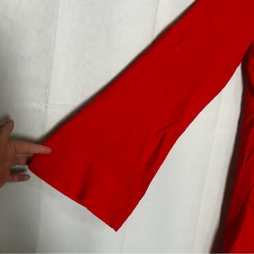 L'Academie Red V Neck Long Bell Sleeve Tie Waist Mini Dress Size Small