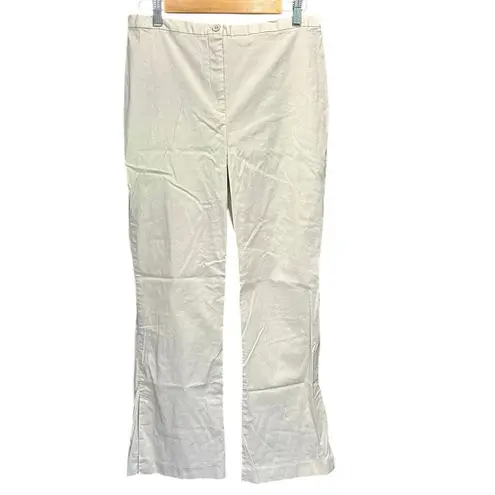 Y2K Cotton Stretch Classic 90s Minimalist Pants With Slit Hem French Girl Tan Size M