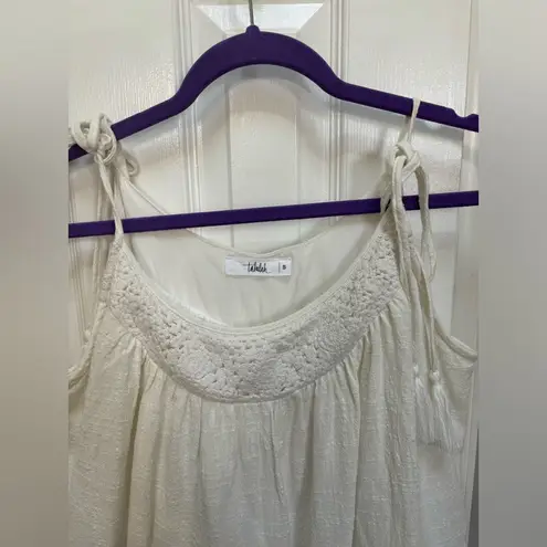 TALULAH Shop  White Crochet Front Tassel Tie Tiered Dress Size S