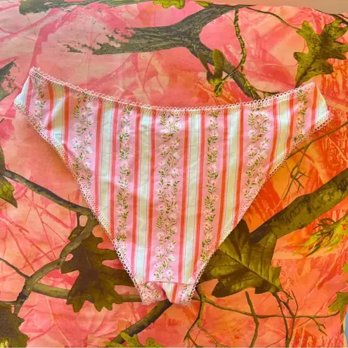 We Wore What pink pink striped rose print bikini bottoms