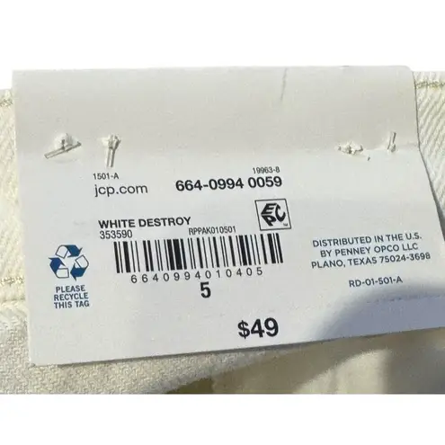 Arizona Jeans Arizona Jean Co. Women Jeans Skater Slouchy Ripped Hi-Rise Wide Leg Sz.5 NWT