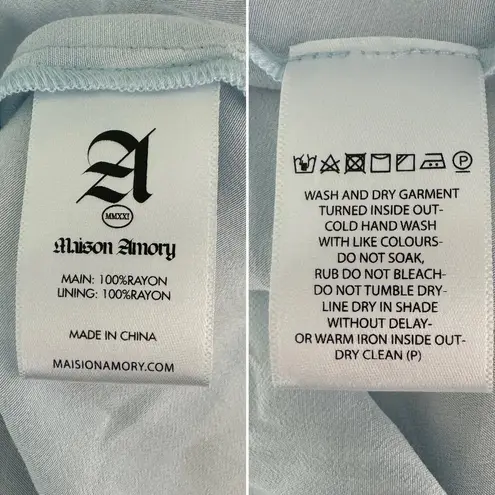 Maison Amory Sugarmilk Mini sweetheart dress dream sea blue plaid size small S