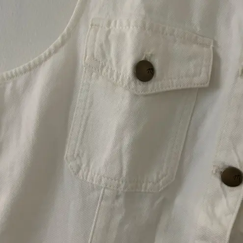Madewell  Women's Denim High Crewneck Button Front Jean Vest White 8 New