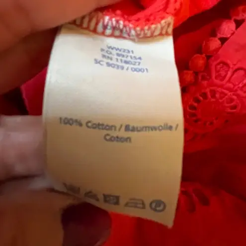 Boden Red Embroidered 100% Cotton Henley Tunic Dress US16R Size undefined