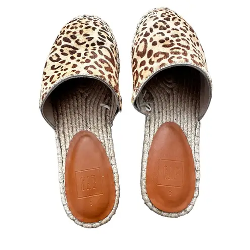 Gap  Leopard Print Espadrille Mule Slide-On Flats Size 9