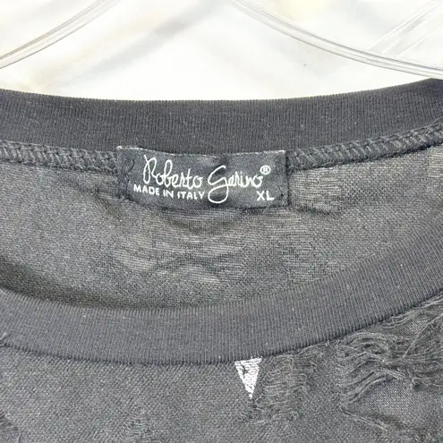 Roberto Cavalli XL Top Black Star Distressed Italy David Rose Grunge Goth 1416