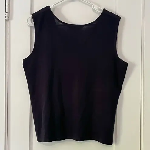 Ming Wang navy wide strap tank blouse size large designer basic capsule wardrobe