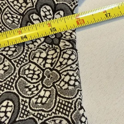 Tacera Floral Dress Black/White 1/2 Sleeve Stretchy Knee Length Sz S Fitted #