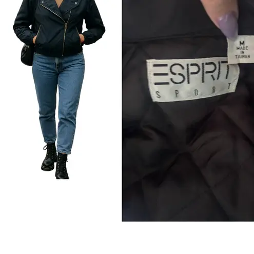 Esprit Rare Vintage 80s 90s Sport Black Puffy Zipper Winter Jacket Medium EUC