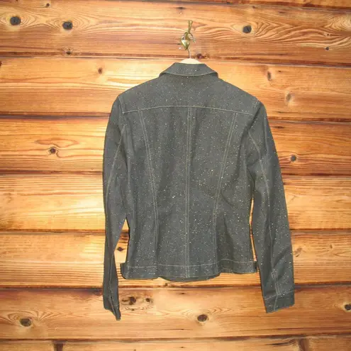 NWT Vintage Black Glitter Denim Jean Jacket Black