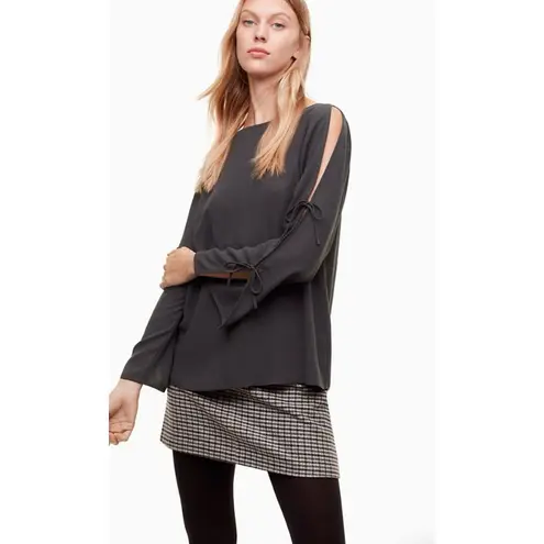 Aritzia  Wilfred Pozzi Black Open Tie Sleeve Blouse