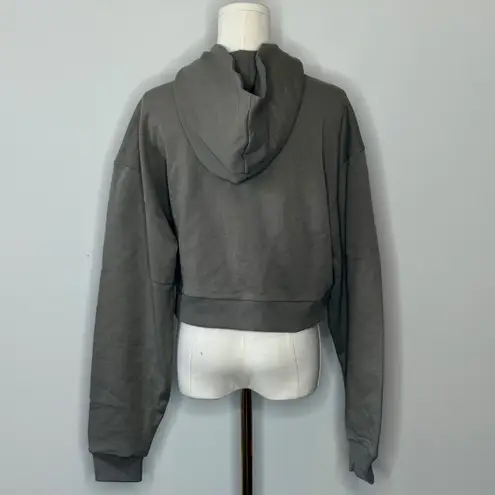 We Wore What Stone Gray Half Zip Hoodie Large Oversized Cropped Pullover