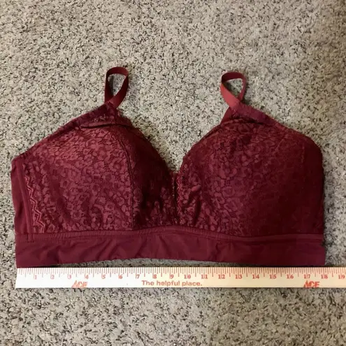 Auden Bralette Womens 4X Used Lightly Lined Burgundy Lace Wireless
