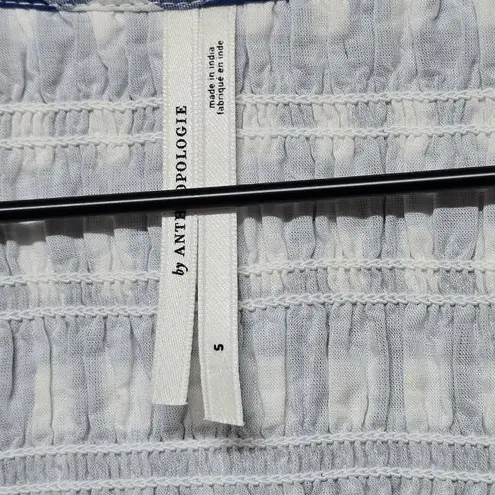 Anthropologie  The Peregrine Midi Dress Blue Gingham Plaid Smocked‎ Maxi Sz S