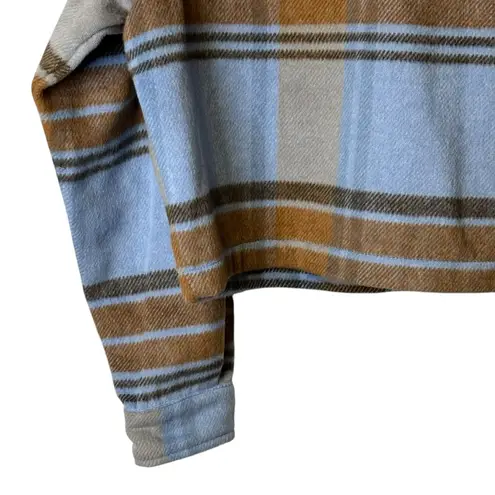FOR THE REPUBLIC  Blue Grond Multi Brown‎ Plaid Shacket NWT Large Flannel 6940167