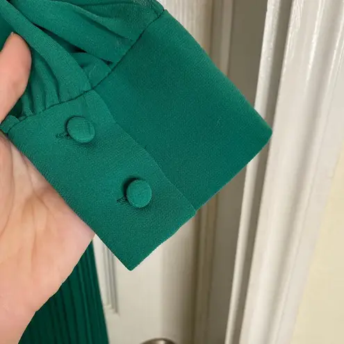 ZARA  Green Pleated Jumpsuit Size Medium Long Sleeves Event Blogger Fave