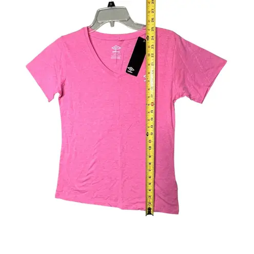 Umbro Shirt Womens Medium Pink V-Neck Short Sleeve Athletic T-Shirt Tee Logo