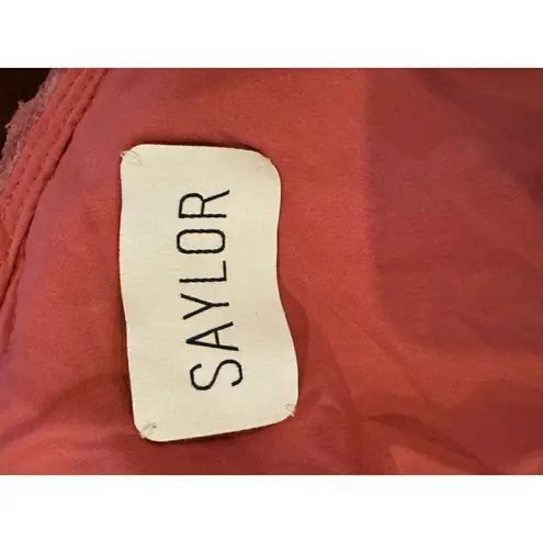 Saylor Pink Lace Velvet Long Sleeve One Shoulder Ruched Cut Out Mini Dress XS