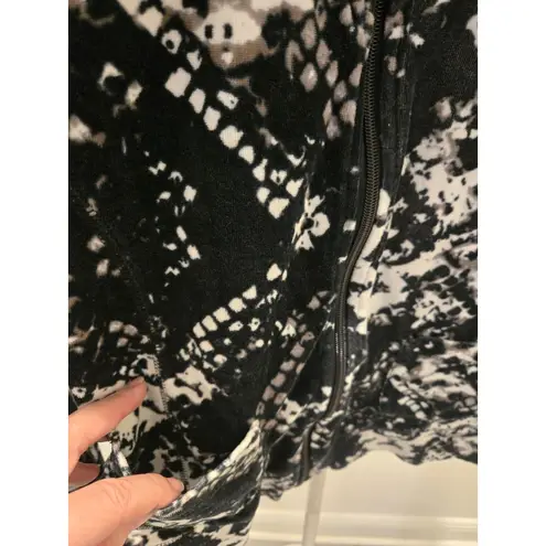 Onque Casuals L Y2K Black White Snakeskin Full Zip Velour Animal Cardigan Size L