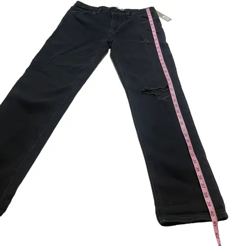 Hudson NWT Black NICO Midrise Straight Ankle Jeans New Size 30 Distressed Denim