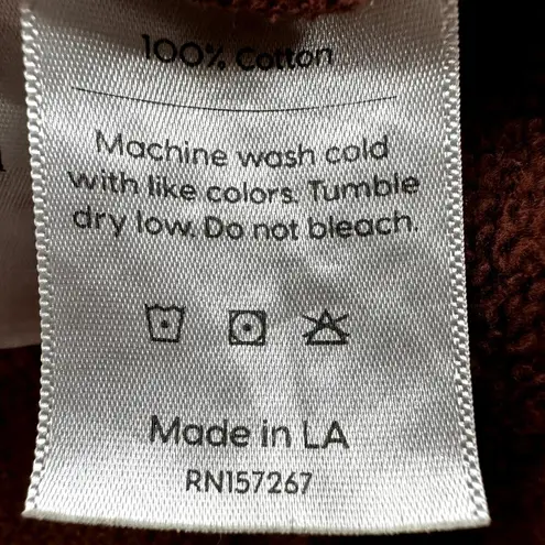 Mate the Label Harvey Sweater Crewneck Button Sleeve Detail Tobacco Brown Medium