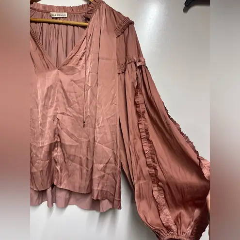 Ulla Johnson NEW NWT Maeve Ruffle Satin Blouse - Copper size 10 women’s designer